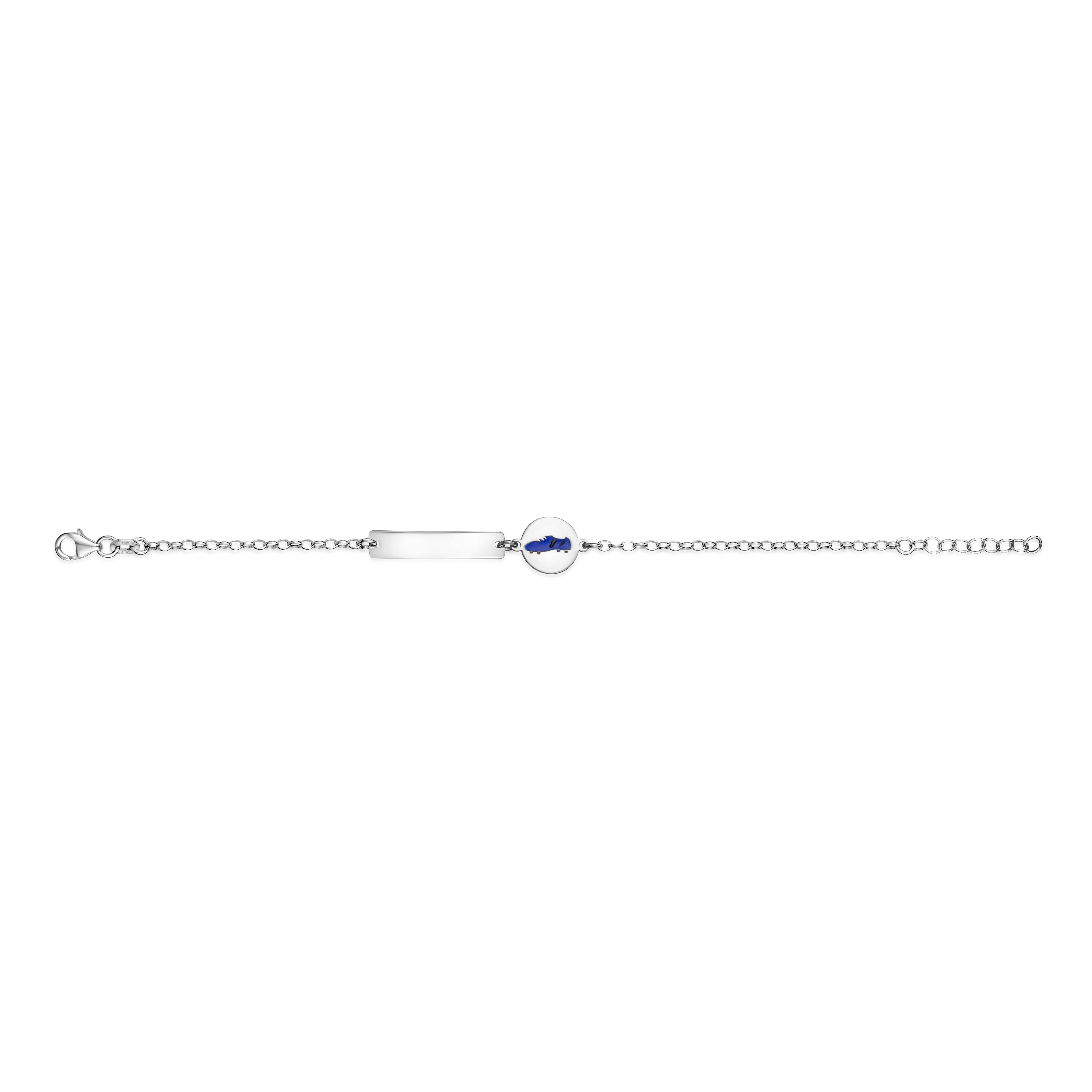 UNICORNJ Sterling Silver 925 Engravable ID Bracelet for Boys Girls Sports Enamel Rolo Chain 6.5"