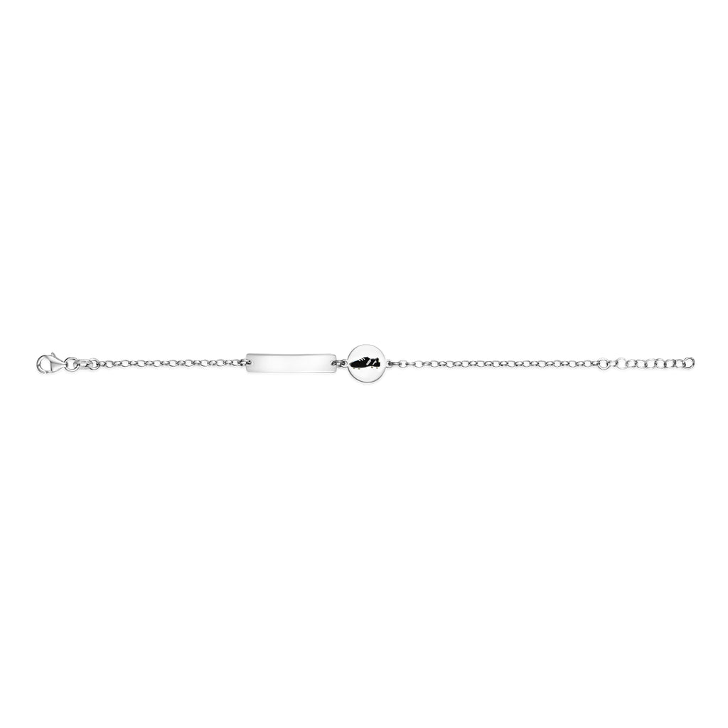 UNICORNJ Sterling Silver 925 Engravable ID Bracelet for Boys Girls Sports Enamel Rolo Chain 6.5"