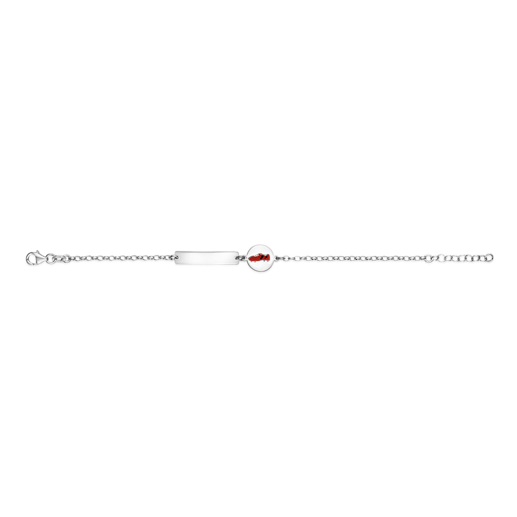 UNICORNJ Sterling Silver 925 Engravable ID Bracelet for Boys Girls Sports Enamel Rolo Chain 6.5"