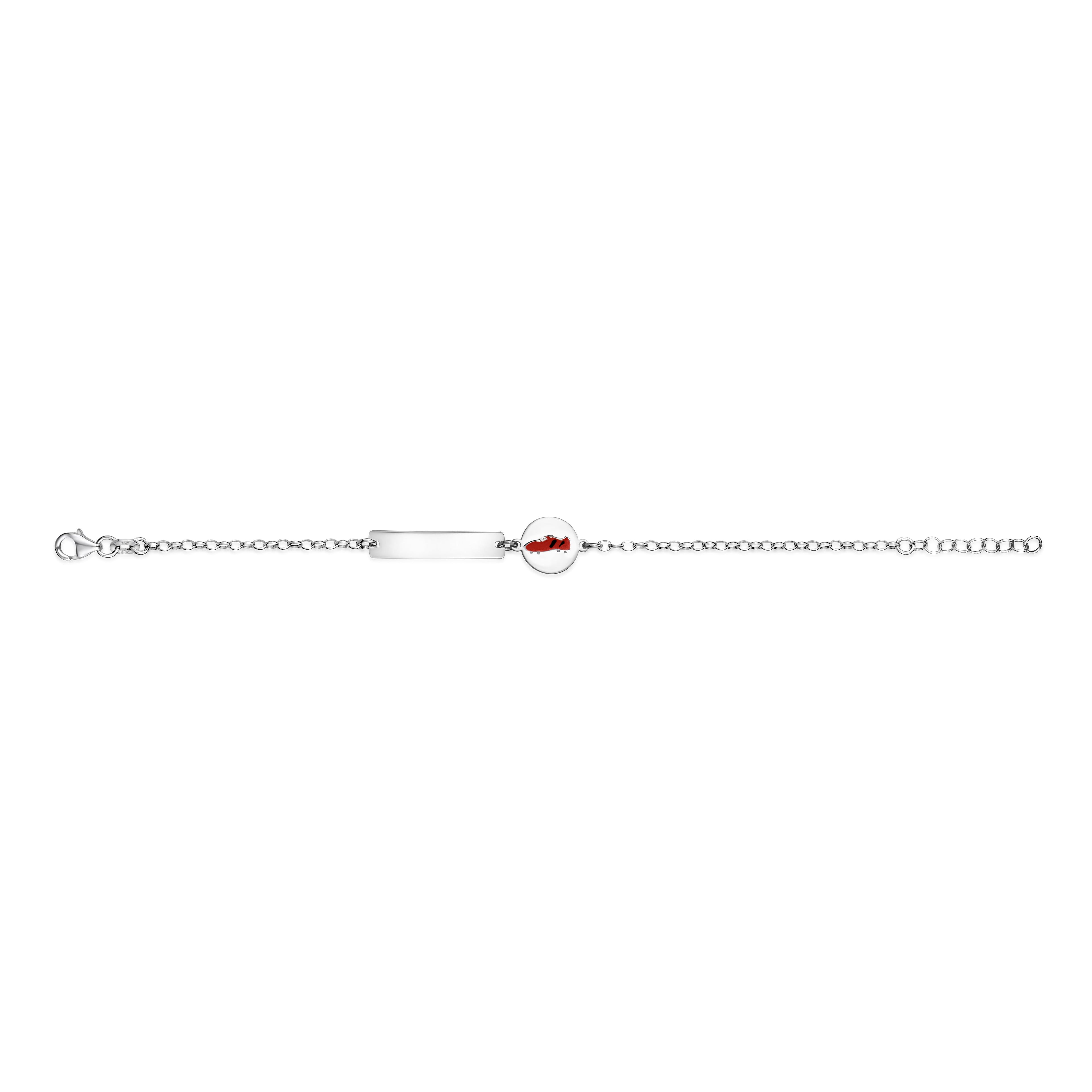 UNICORNJ Sterling Silver 925 Engravable ID Bracelet for Boys Girls Sports Enamel Rolo Chain 6.5"
