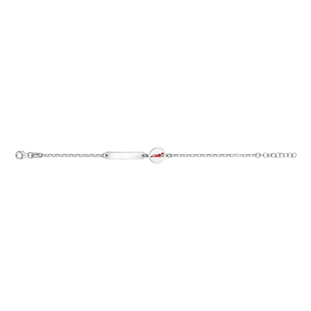 UNICORNJ Sterling Silver 925 Engravable ID Bracelet for Boys Girls Sports Enamel Rolo Chain 6.5"