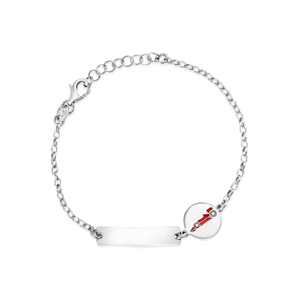 UNICORNJ Sterling Silver 925 Engravable ID Bracelet for Boys Girls Sports Enamel Rolo Chain 6.5"