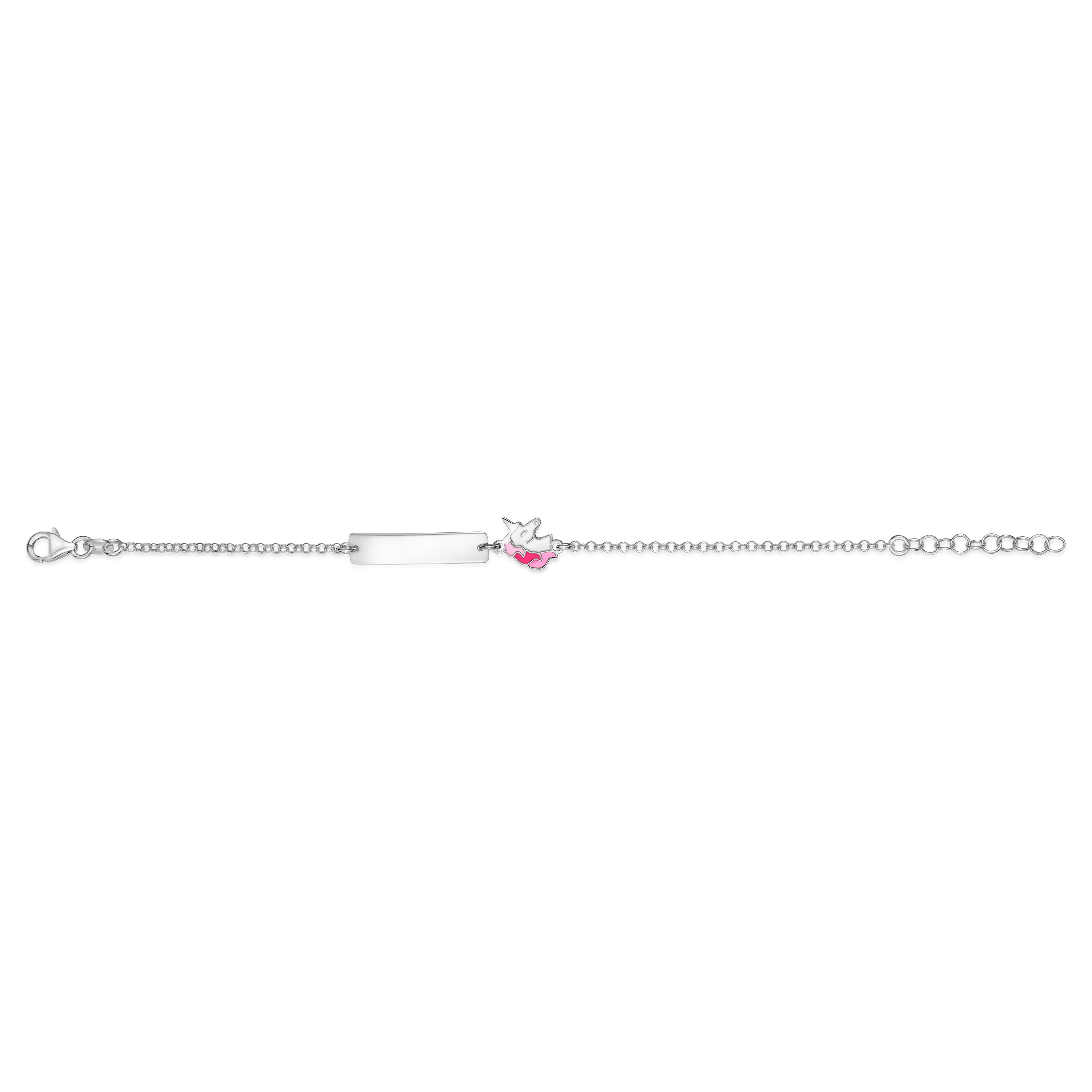 UNICORNJ Sterling Silver 925 Engravable ID Bracelet Rolo Chain for Girls Boys with Enamel 6.5"