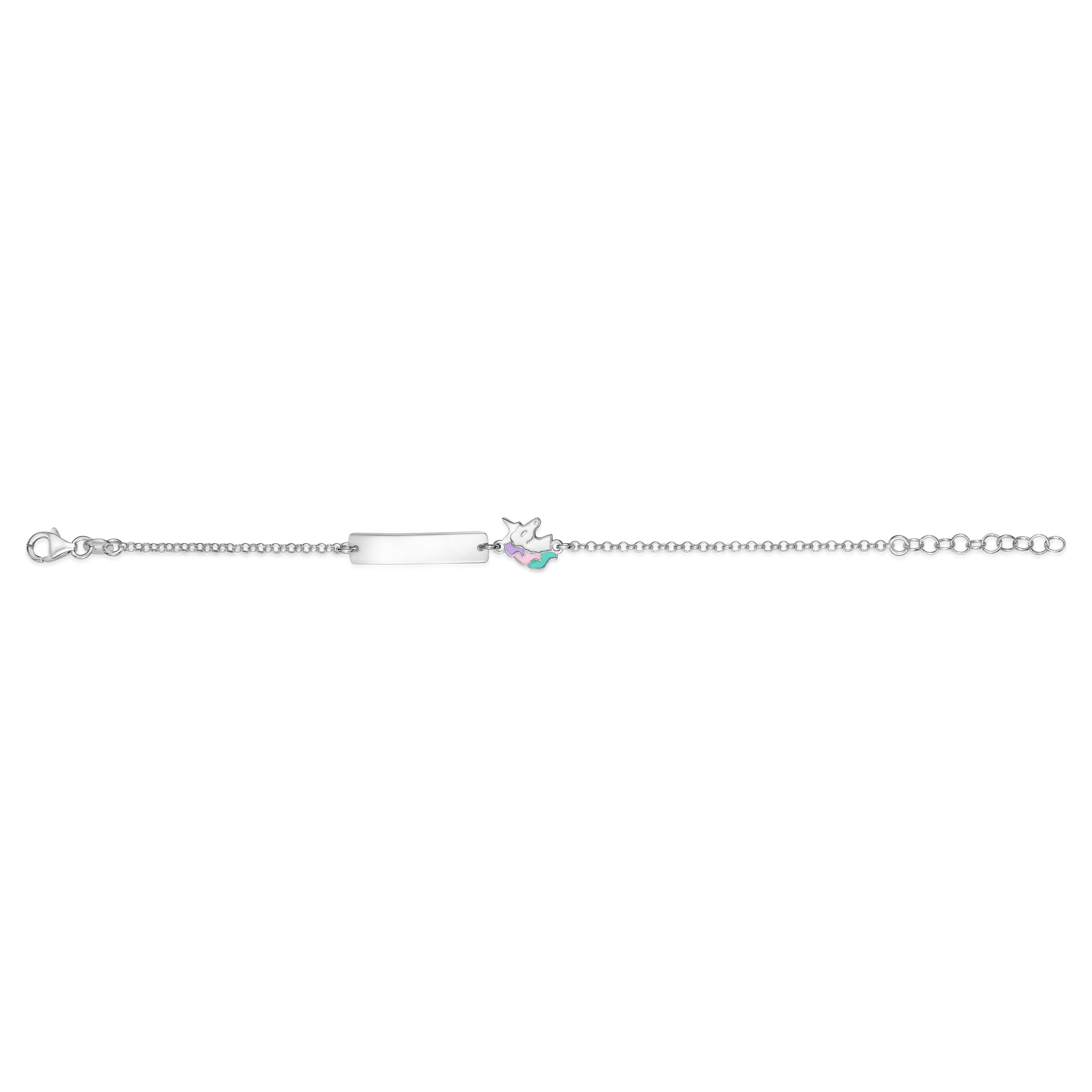 UNICORNJ Sterling Silver 925 Engravable ID Bracelet Rolo Chain for Girls Boys with Enamel 6.5"