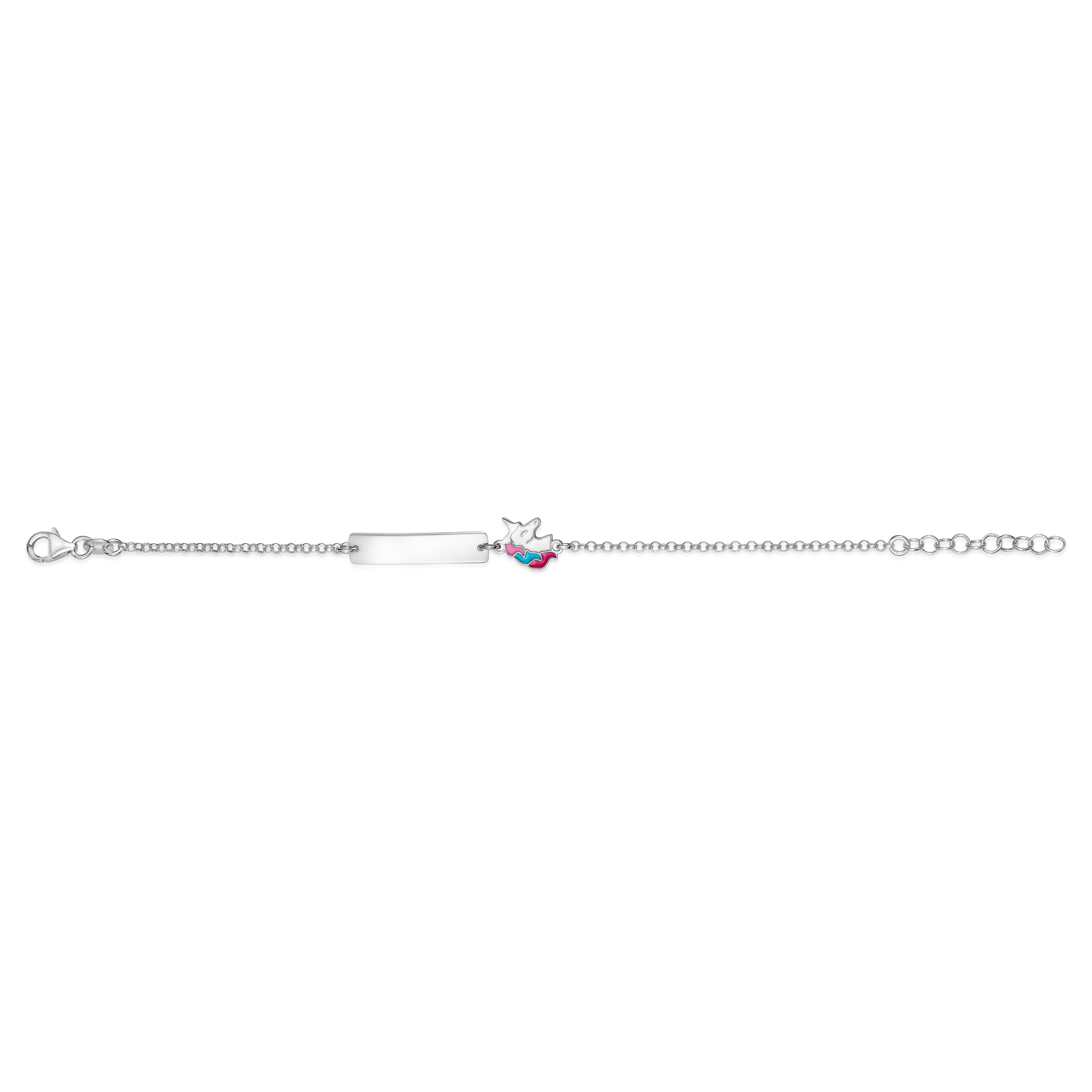 UNICORNJ Sterling Silver 925 Engravable ID Bracelet Rolo Chain for Girls Boys with Enamel 6.5"