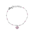 UNICORNJ Sterling Silver 925 Bracelet for Girls Heart with Enamel Beaded Chain 6.5"
