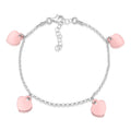Sterling Silver Rose Gold High Polished Heart Charm Bracelet Rolo Chain 8"