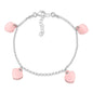Sterling Silver Rose Gold High Polished Heart Charm Bracelet Rolo Chain 8"