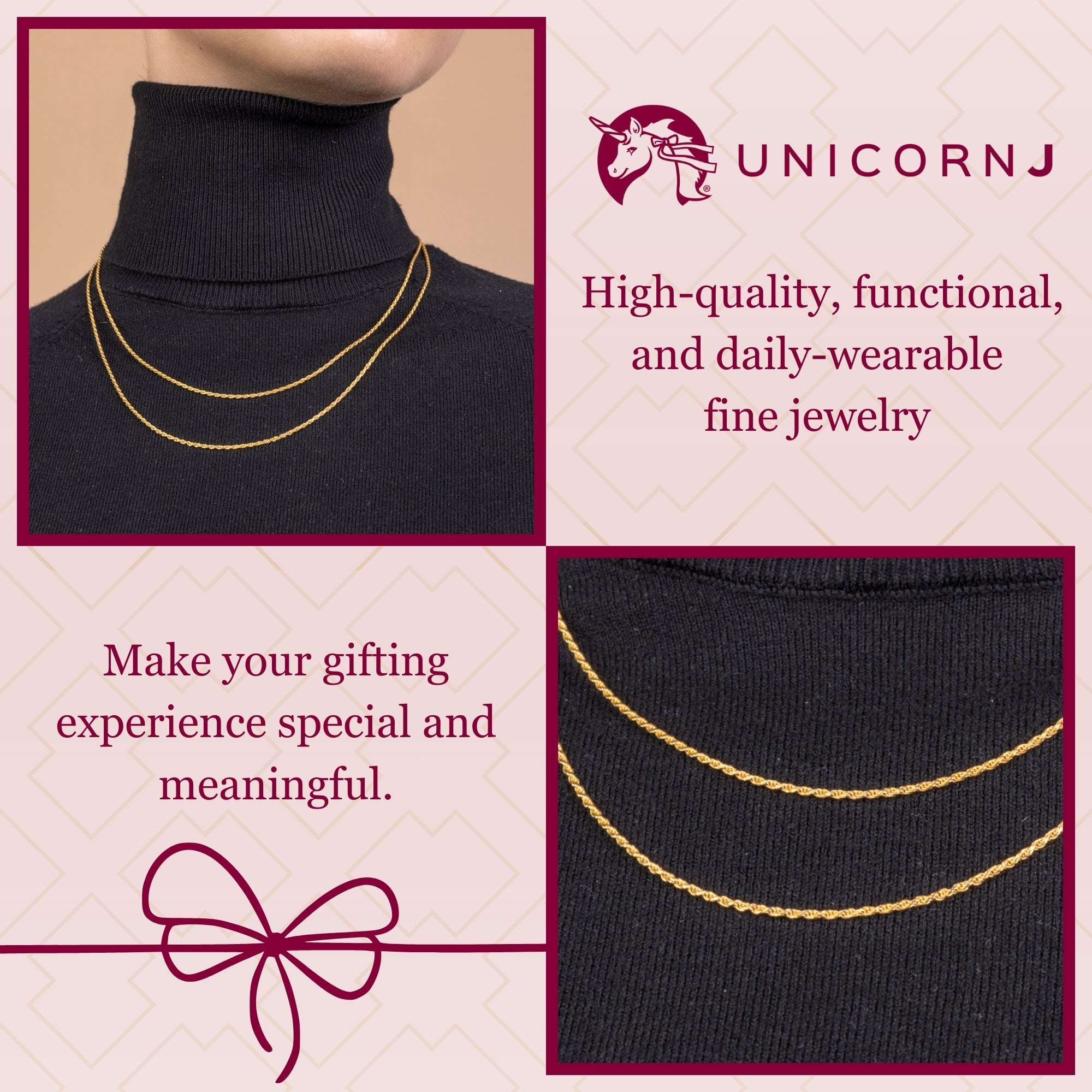 Sterling Silver Rose Gold Yellow Gold Plated French Rope Chain Italy 33.5"