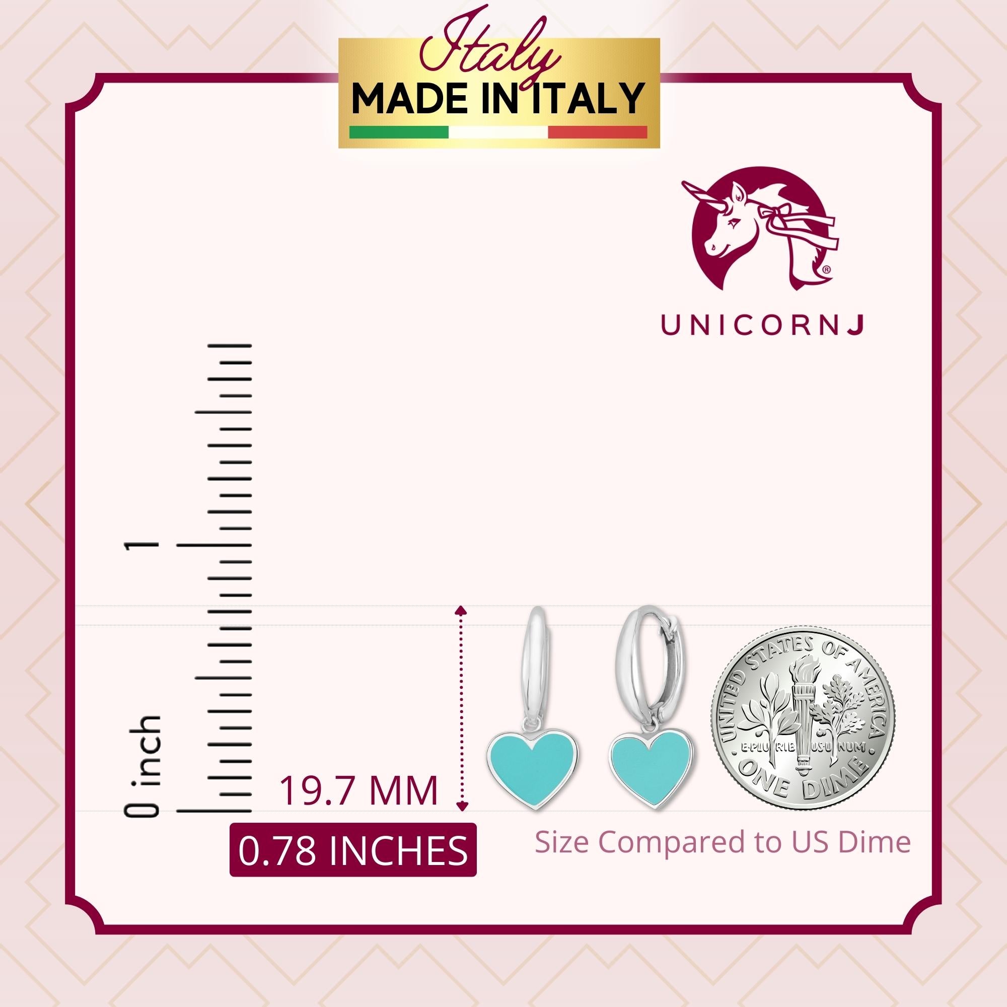 14K White or Yellow Gold Large Heart Dangle Leverback Earrings with Light Blue Light Pink and Dark Pink Enamel