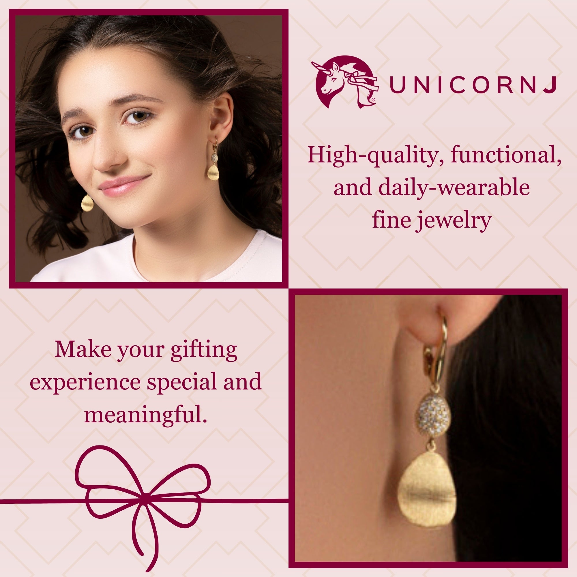 14K Yellow Gold Graduated Double Dangle Teardrop Brushed or Polished and Pave CZ Leverback Earrings