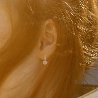 Heart Leverback Earrings in 14k Gold Yellow White Red or Rose with CZ Pave
