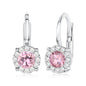 14K Yellow and White Gold Simulated Gemstone Halo Leverback Earrings