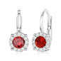 14K Yellow and White Gold Simulated Gemstone Halo Leverback Earrings