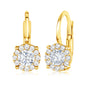 14K Yellow and White Gold Simulated Gemstone Halo Leverback Earrings
