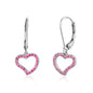 Heart Leverback Earrings in Sterling Silver with CZ