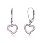 Heart Leverback Earrings in Sterling Silver with CZ