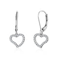 Heart Leverback Earrings in Sterling Silver with CZ