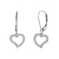 Heart Leverback Earrings in Sterling Silver with CZ