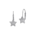 UNICORNJ Sterling Silver 925 Pink or Purple Star Leverback Earrings with Pave CZ Italy