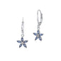 Sterling Silver 925 Leverback Earrings 5 Petal Flower with Cubic Zirconia Italy