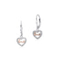 Sterling Silver 925 Dangle Leverback Earrings Heart Outline with CZ's and Love Letters Italy