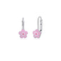 Childrens Sterling Silver 925 Cute Flower Earrings Leverback with Enamel