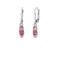 Childrens Sterling Silver 925 Ballet Slippers Earrings Leverback Dangle with Pink Enamel