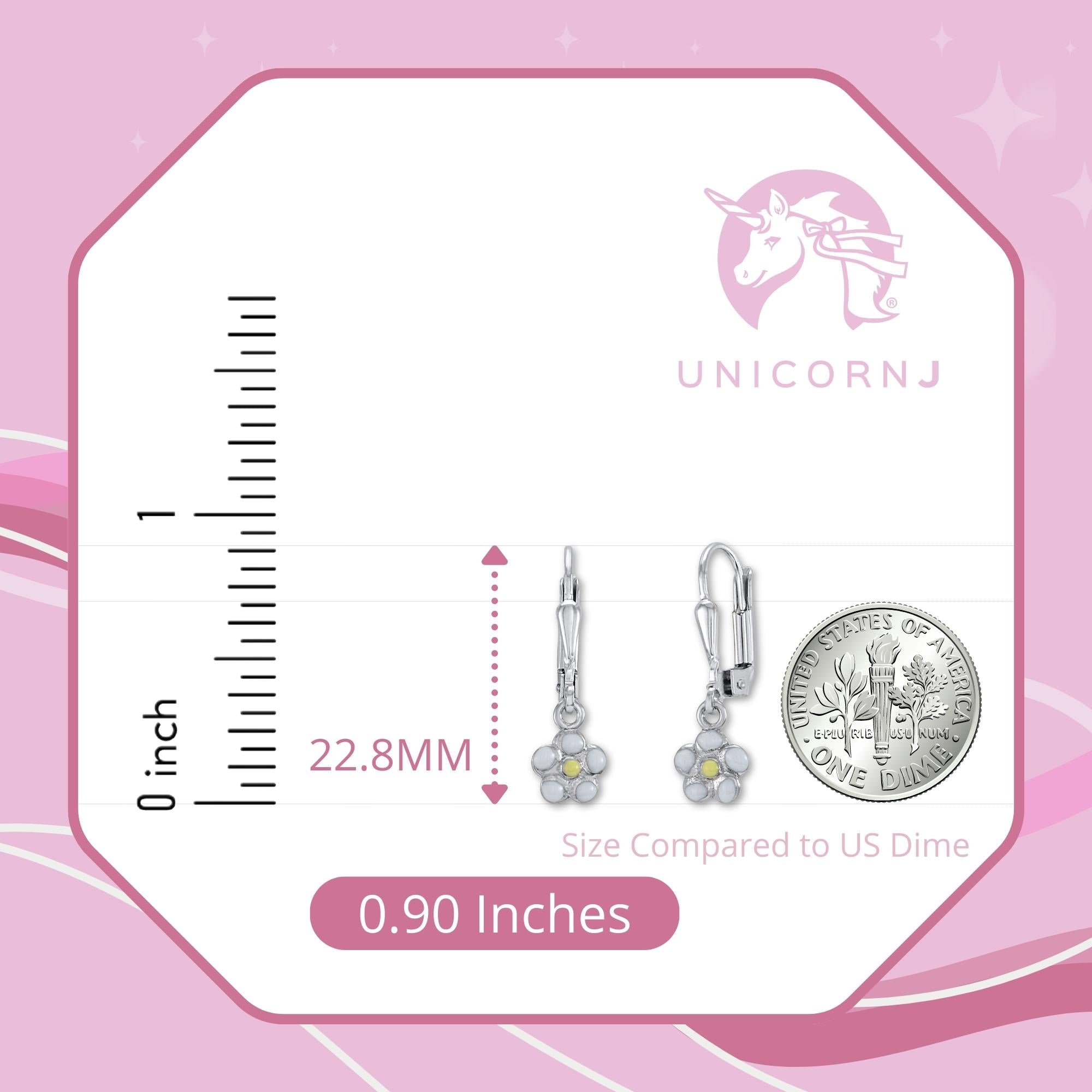 Childrens Sterling Silver 925 Flower Earrings Leverback Dangle