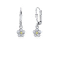 Childrens Sterling Silver 925 Flower Earrings Leverback Dangle