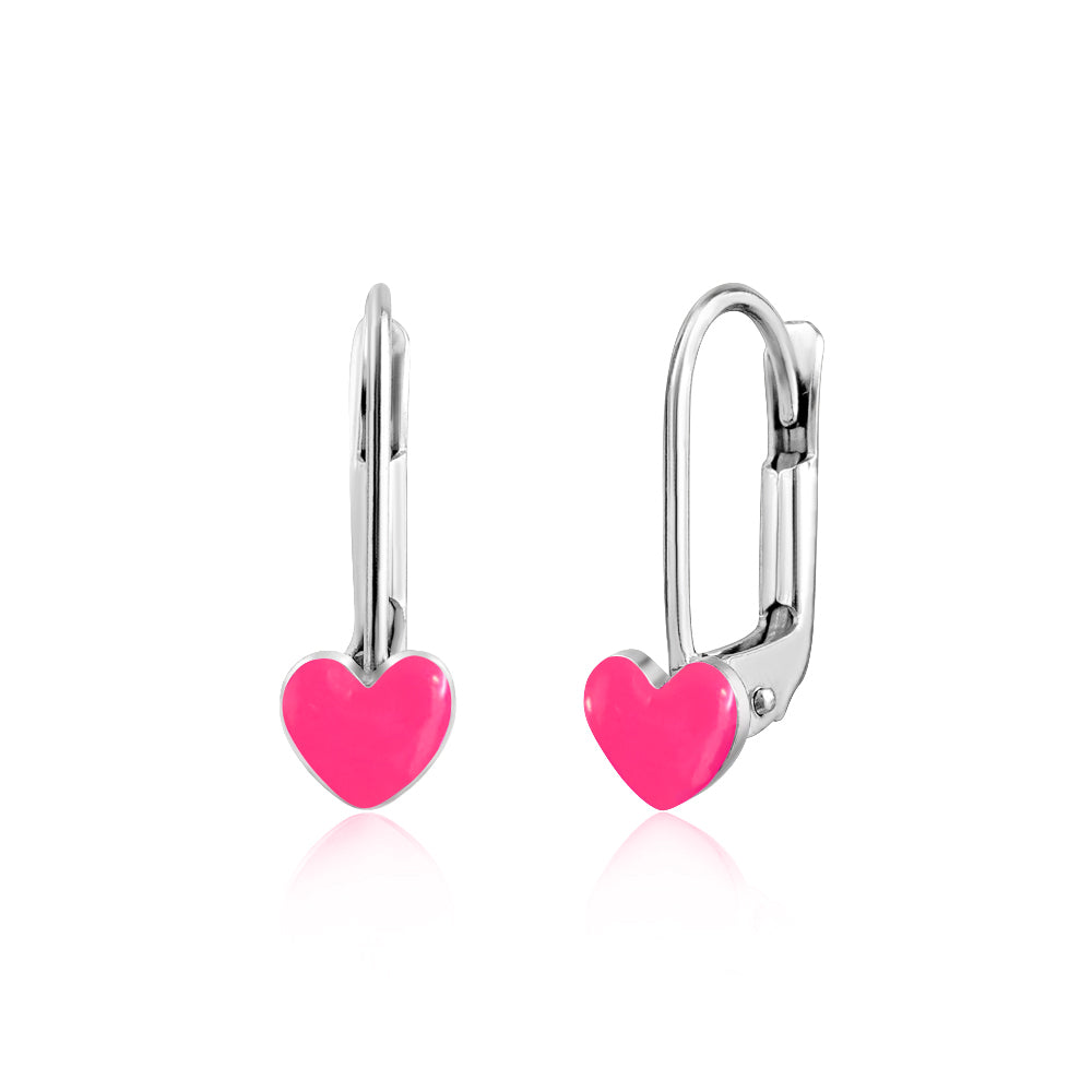 UNICORNJ Sterling Silver 925 Heart Earrings Leverback for Girls with Enamel