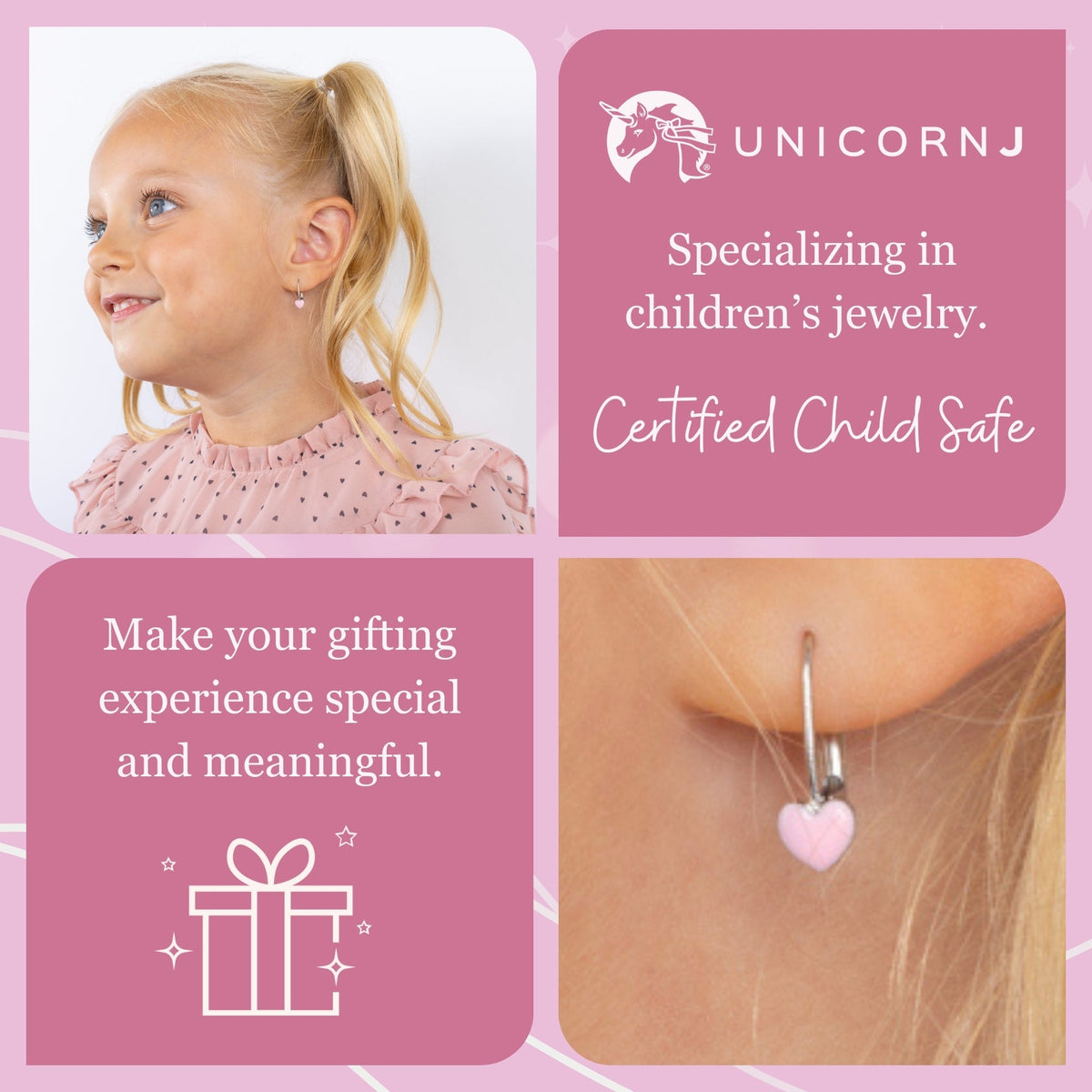 UNICORNJ Sterling Silver 925 Heart Earrings Leverback for Girls with Enamel