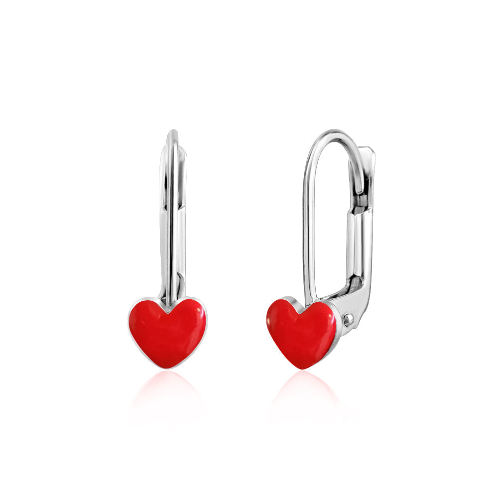 UNICORNJ Sterling Silver 925 Heart Earrings Leverback for Girls with Enamel