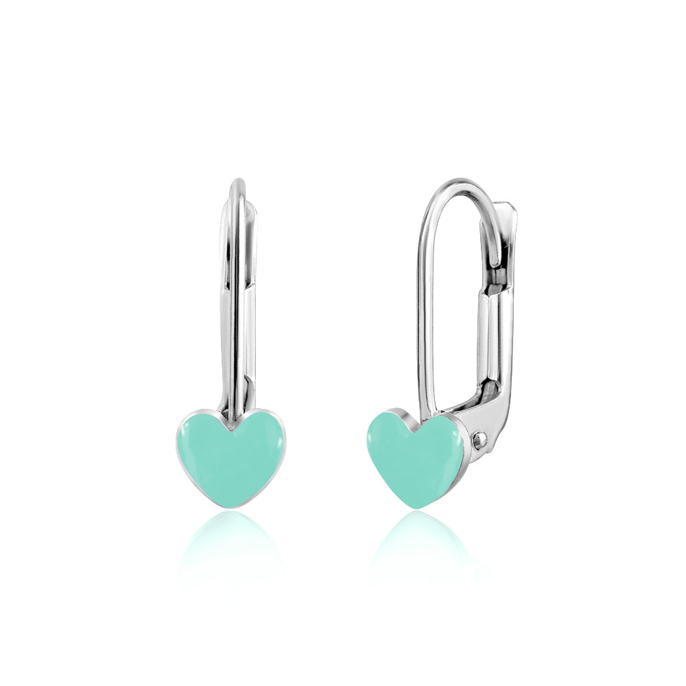 UNICORNJ Sterling Silver 925 Heart Earrings Leverback for Girls with Enamel