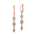 UNICORNJ Sterling Silver Rose Gold Plated Leverback Earrings 3 Tier Dangle with Simulated Stones