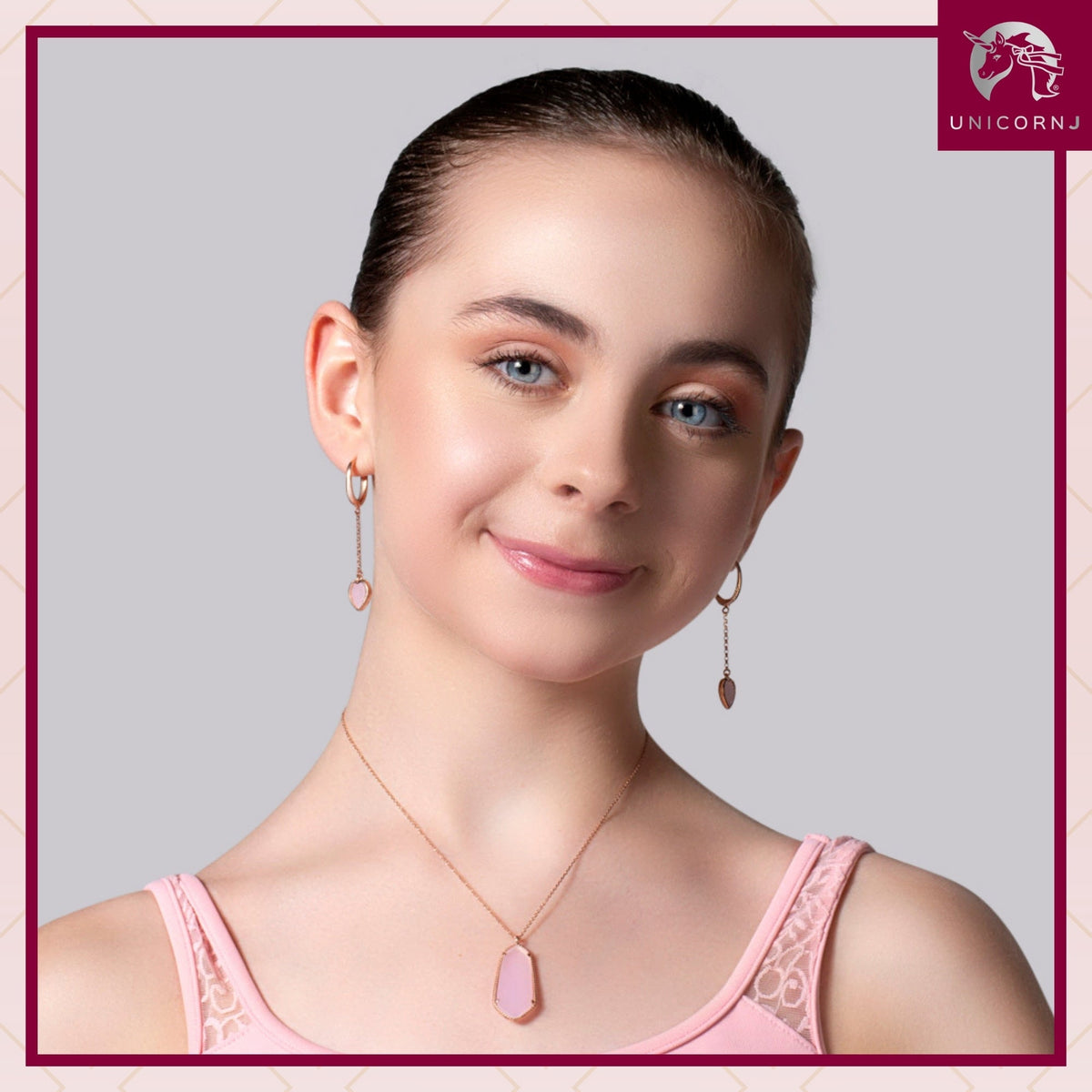 UNICORNJ Sterling Silver Rose Gold Plated Heart Leverback Earrings Long Dangle Drop with Simulated Stone