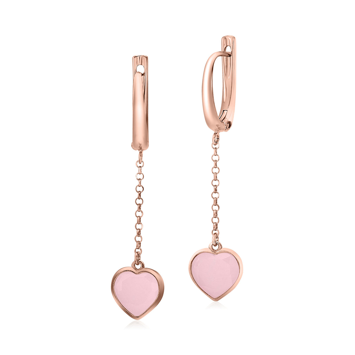 UNICORNJ Sterling Silver Rose Gold Plated Heart Leverback Earrings Long Dangle Drop with Simulated Stone