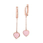 UNICORNJ Sterling Silver Rose Gold Plated Heart Leverback Earrings Long Dangle Drop with Simulated Stone