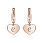 Sterling Silver Rose Gold Plated Girls Heart Dangle Leverback Earrings Initial Engraved Letters A-Z