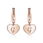 Sterling Silver Rose Gold Plated Girls Heart Dangle Leverback Earrings Initial Engraved Letters A-Z