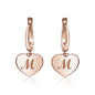 Sterling Silver Rose Gold Plated Girls Heart Dangle Leverback Earrings Initial Engraved Letters A-Z