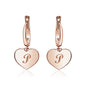 Sterling Silver Rose Gold Plated Girls Heart Dangle Leverback Earrings Initial Engraved Letters A-Z