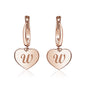 Sterling Silver Rose Gold Plated Girls Heart Dangle Leverback Earrings Initial Engraved Letters A-Z