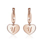 Sterling Silver Rose Gold Plated Girls Heart Dangle Leverback Earrings Initial Engraved Letters A-Z