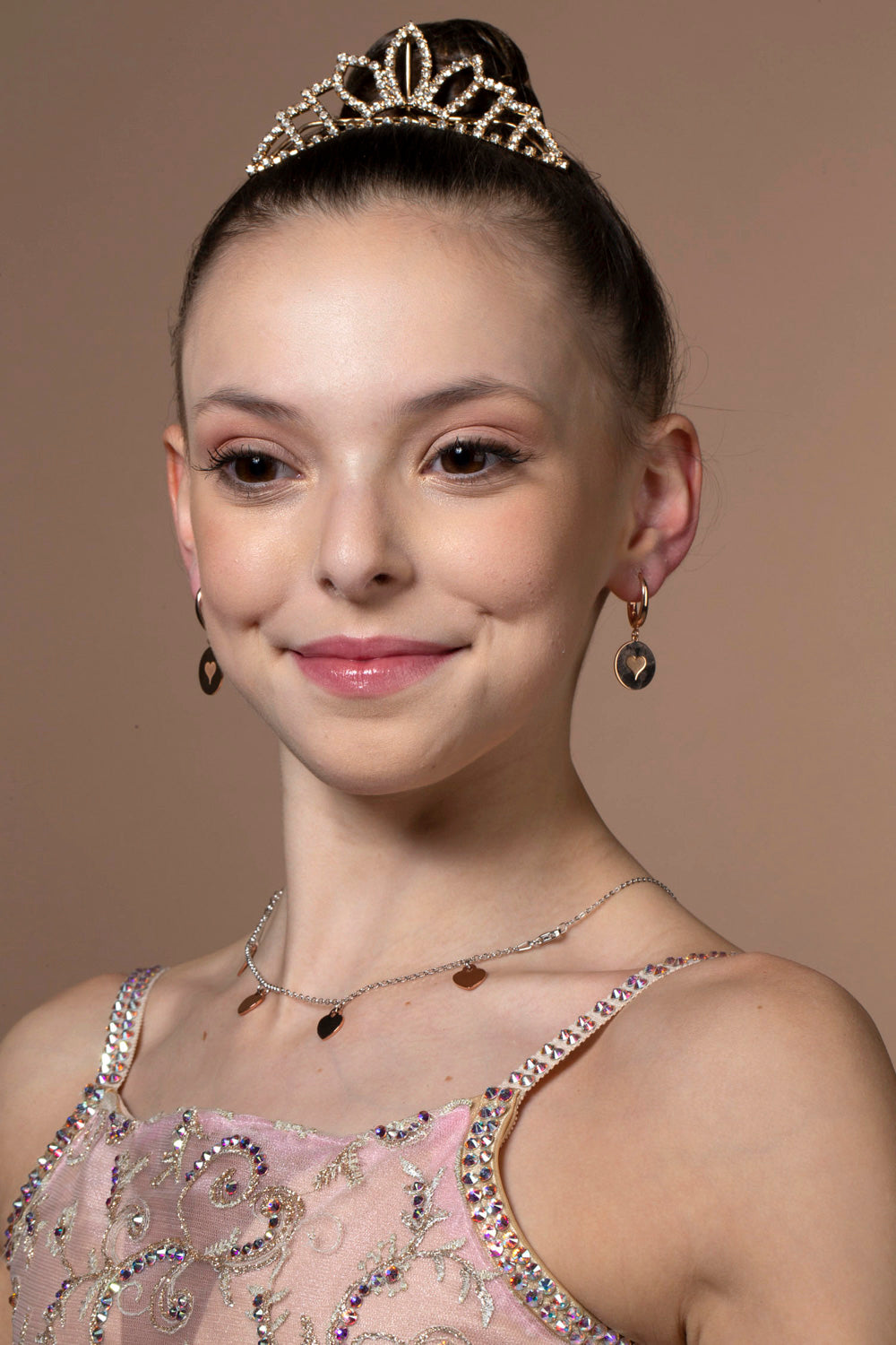 Sterling Silver Rose Gold Plated Girls Round Disc Dangle Leverback Earrings with Engraved Heart