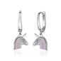 Sterling Silver Unicorn Leverback Dangle Earrings with Mother of Pearl Inlay