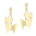 14K Yelow Gold Polished Double Butterfly Dangle Earring