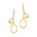 UNICORNJ 14K Yellow Gold Polished Long Double Dangle Drop Curved Open and Solid Teardrop Earrings Italy