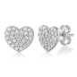 14K Yellow Gold White Gold and Red Heart Earrings Pave Simulated Diamonds
