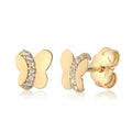 Butterfly Earrings in 14K Yellow and White Gold with CZ